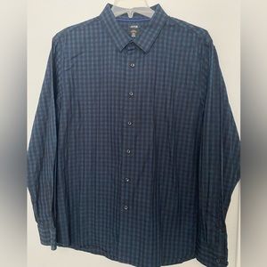 APT.9 Men’s long sleeve button up slim fit stretch XXL blue black dress shirt